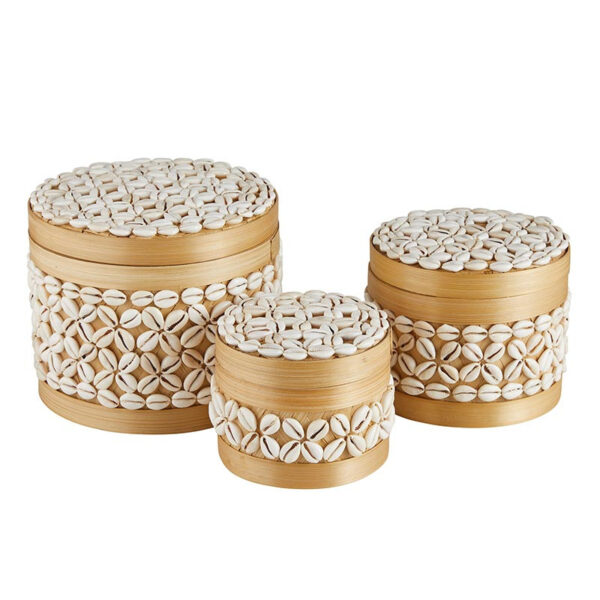 DMR655__18098 Set of 3 Round Shell Baskets