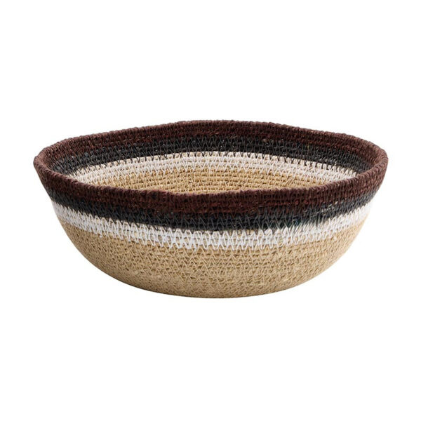 Set of 2 Neutral Striped Seagrass Bowls