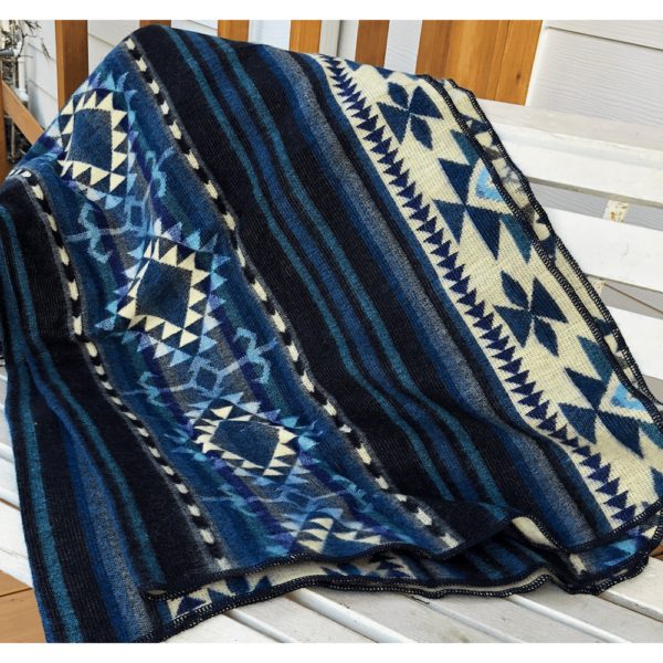 Turquoise Cream Western Couch Blanket Cozy Woven Decorative Throw