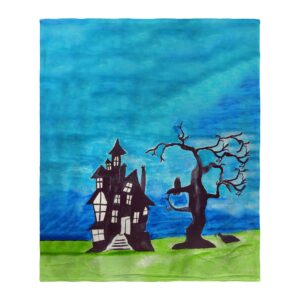Haunted House Silk-Touch Blanket Soft Cozy Decorative Throw