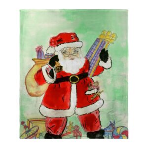 1 Santa Claus Silk-Touch Blanket Soft Cozy Decorative Throw