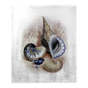 Three Shells Antique Silk-Touch Throw Elegant Coastal Decorative Blanket