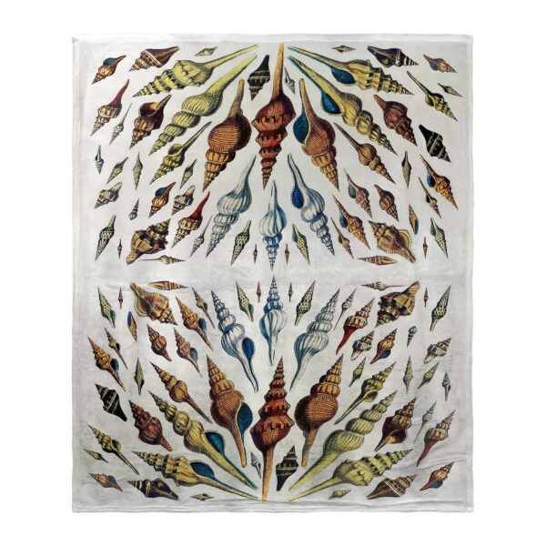 Multi Shells Antique Silk-Touch Throw Elegant Coastal Decorative Blanket
