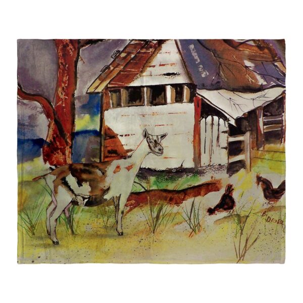 Goat and Barn Silk-Touch Throw Cozy Rustic Farmhouse Blanket