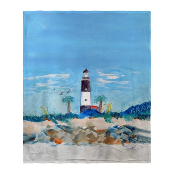 Tybee Lighthouse GA Silk-Touch Throw Cozy Coastal Decorative Blanket