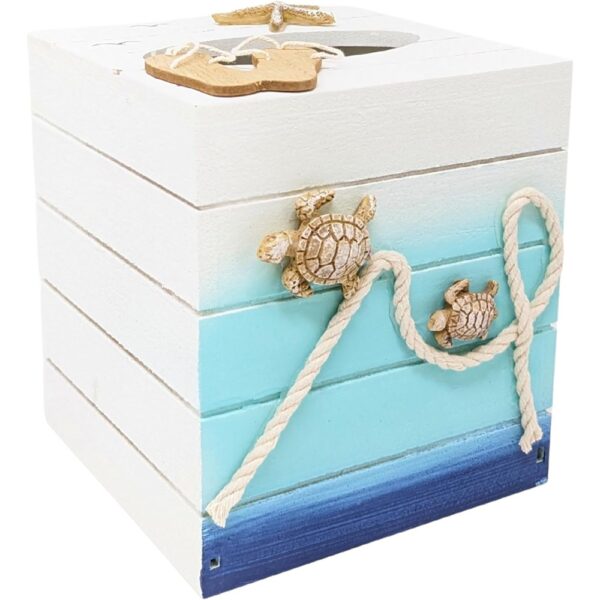 Ocean Inspired Handcrafted Wooden Tissue Box Cover with Coastal Design