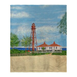 1 Sanibel Lighthouse FL Silk-Touch Throw Cozy Coastal Decorative Blanket