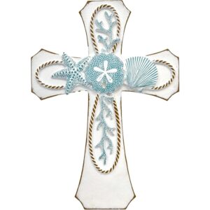 1 (25) Coastal Nautical Wall Cross with Starfish Shells Beach