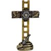 Firefighter Standing Cross Memorial Statue Spiritual Tabletop Shelf Decor