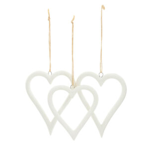 Heart Ornament Set of 3 Decorative Holiday Hanging Ornaments