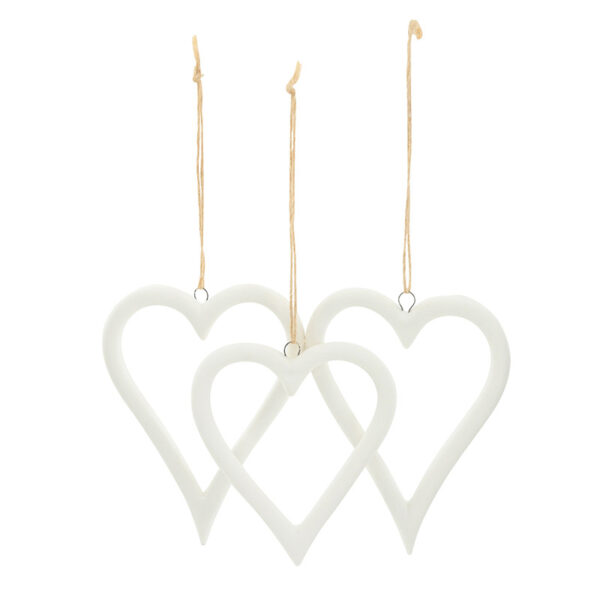 Heart Ornament Set of 3 Decorative Holiday Hanging Ornaments