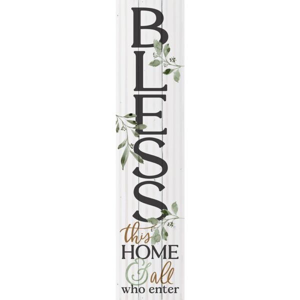 Rustic 47-Inch Vertical Wood Porch Sign: Bless This Home And All Who Enter