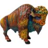 Rustic Colorful American Bison Resin Figurine Nature Inspired Decor
