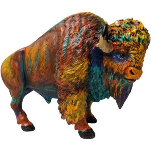 1 (3) Rustic Colorful American Bison Resin Figurine Nature Inspired Decor