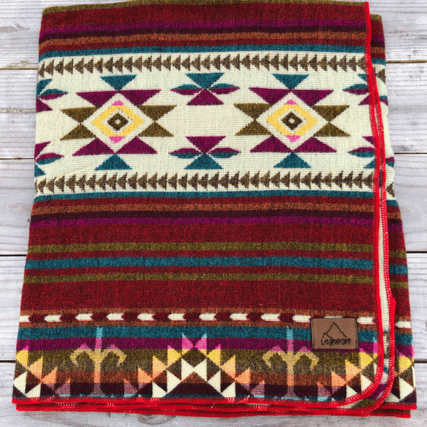 Red Turquoise Southwestern Couch Blanket Cozy Woven Decorative Throw