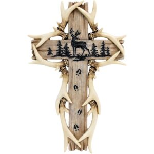 Rustic Woodland Deer Antler Wall Cross Cabin Decor Spiritual Gift
