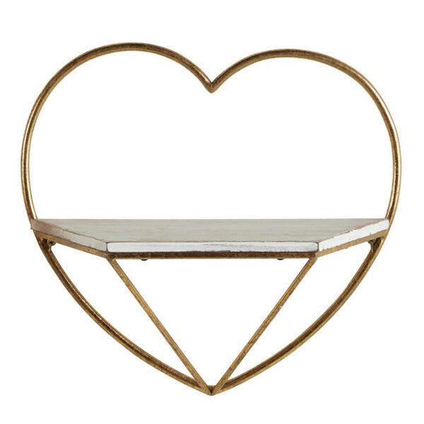 Rustic Heart Shaped Wall Shelf Decorative Floating Storage Display Organizer