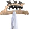 1 Cabin Lodge Wall Hook with Three Bear Cubs Tree Design