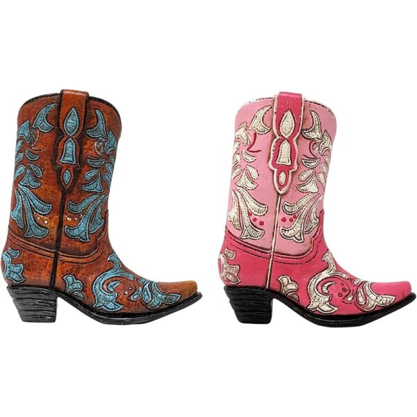 1 Mini Two-Tone Cowboy Boot Figurines for Rustic Western Home Decor