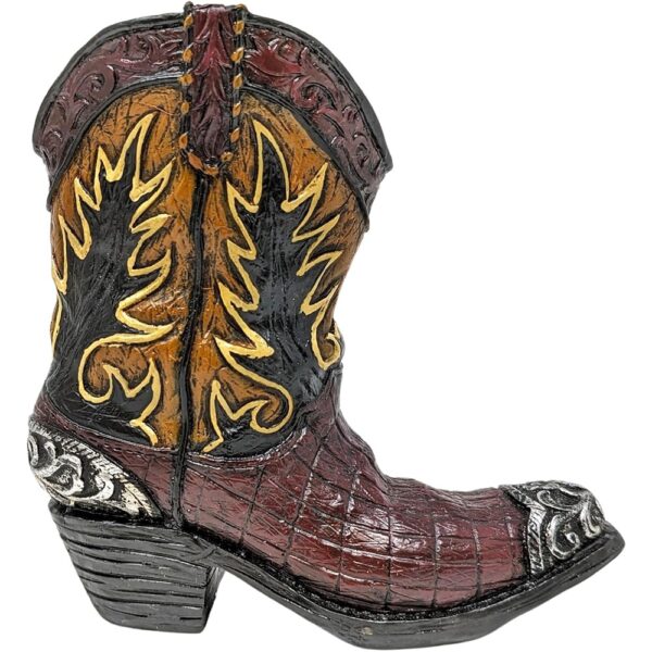 Small Cowboy Boot Vase Figurine Rustic Brown Black Western Decor