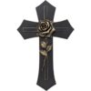 1 Elegant Black Wall Cross Gold Rose Religious Home Decor Inspirational Gift