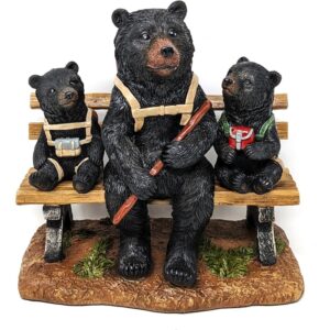 1 Hiking Bear Bench Figurine Rustic Cabin Lodge Tabletop Decor