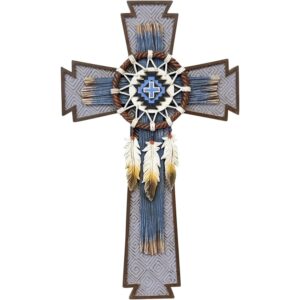 Southwestern Dream Catcher Wall Cross Feathered Resin Spiritual Religious Decor