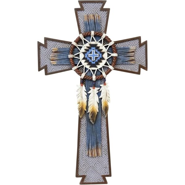 1 Southwestern Dream Catcher Wall Cross Feathered Resin Spiritual Religious Decor