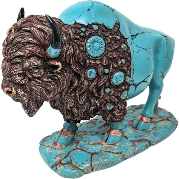 1 Turquoise Buffalo Resin Figurine Rustic Western Decor Collectible Sculpture