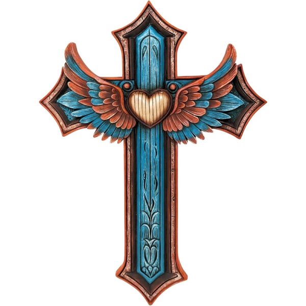 1 Turquoise Heart Cross Angel Wings Southwestern Rustic Religious Wall Decor