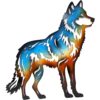 Metal Wolf Wall Art Cutout with Gradient Colors Rustic Decor