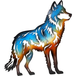 1 Metal Wolf Wall Art Cutout with Gradient Colors Rustic Decor