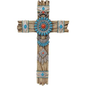 Southwestern Dream Catcher Wall Cross Turquoise Rustic Wood Religious Decor