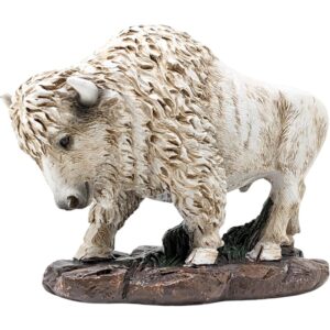 Small White Bison Figurine Lifelike Wildlife Decor for Desk Shelf