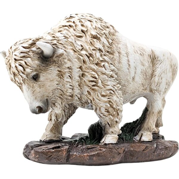 Small White Bison Figurine Lifelike Wildlife Decor for Desk Shelf