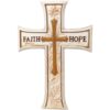 White Cross Faith Hope Script Resin Spiritual Religious Wall Decor