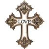 Cross Love Fleur de Lis Resin Christian Faith Inspirational Wall Decor