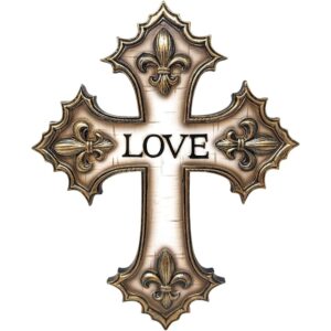 1 Cross Love Fleur de Lis Resin Christian Faith Inspirational Wall Decor