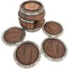 1 Rustic Western Barrel Resin Coaster Set with Holder Decor