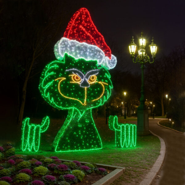 11 Grinch LED Christmas Yard Decoration – Large Animated Face