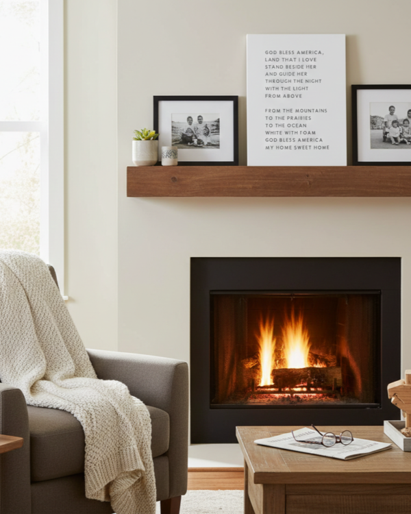 Patriotic Wood Wall Art: God Bless America Lyrics Home Decor Sign