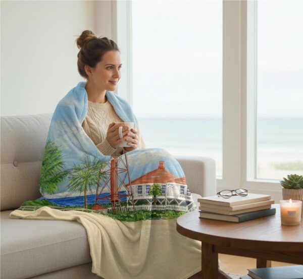 Sanibel Lighthouse FL Silk-Touch Throw Cozy Coastal Decorative Blanket