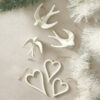 Heart Ornament Set of 3 Decorative Holiday Hanging Ornaments