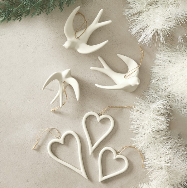 Heart Ornament Set of 3 Decorative Holiday Hanging Ornaments
