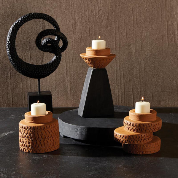 2 Elegant Tall Disk Candleholder Modern Decorative Tabletop Accent for Home