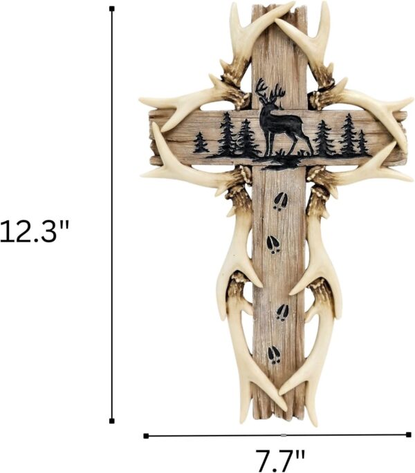 2 Rustic Woodland Deer Antler Wall Cross Cabin Decor Spiritual Gift