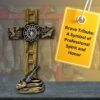 Firefighter Standing Cross Memorial Statue Spiritual Tabletop Shelf Decor