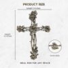Rustic Vintage Silver Tone Rose and Thorn Wall Cross Decor