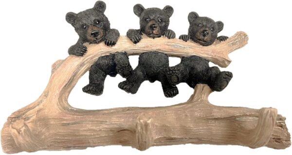 2 Cabin Lodge Wall Hook with Three Bear Cubs Tree Design