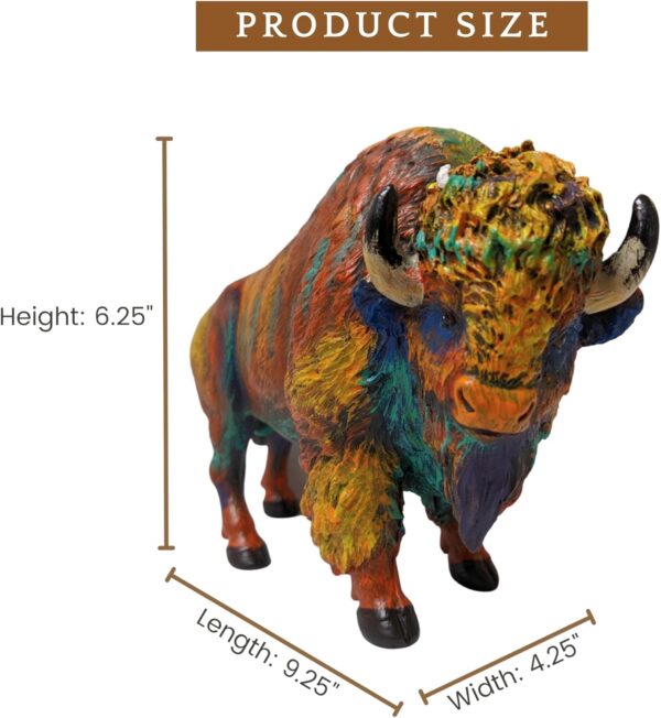 Rustic Colorful American Bison Resin Figurine Nature Inspired Decor